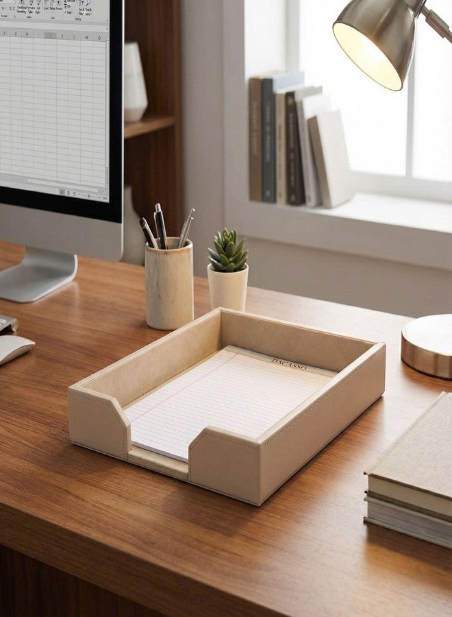 داكاسو صينية رسائل مكتبية من الجلد المُصنّع من داكاسو - حامل رسائل فاخر ومنظم أوراق للمكتب - تنظيم المكتب وديكور مكتب المديرين التنفيذيين - (لون أبيض لاتيه) - Image 2