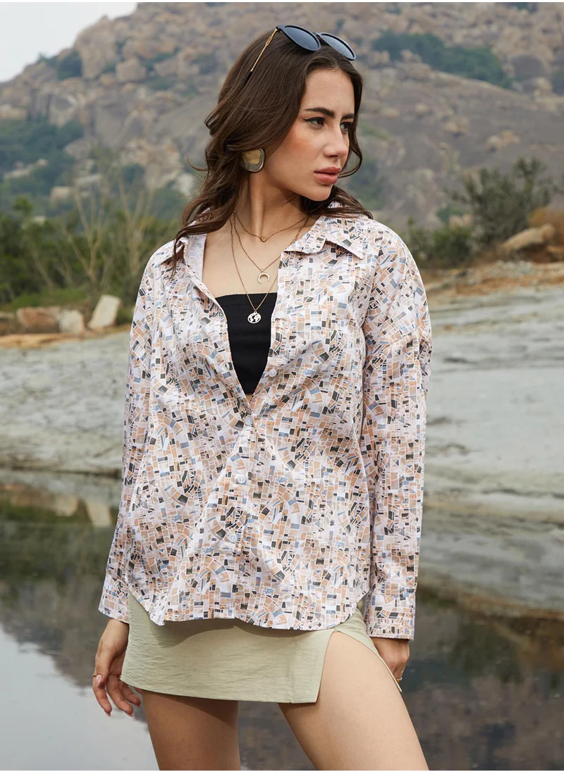كامبوس سوترا Women's Buff Beige Paseo Oversized Shirt