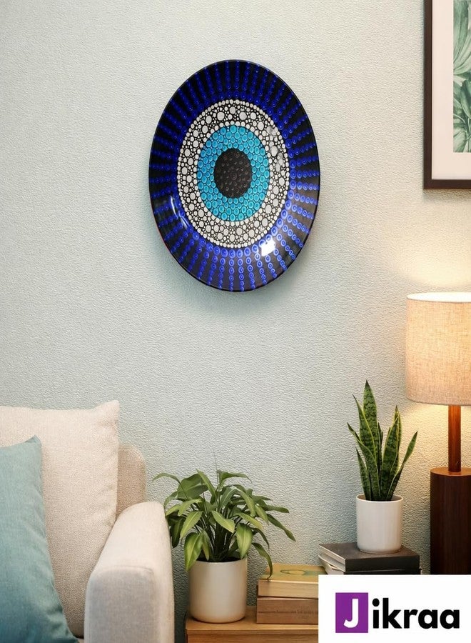 JIKRAA® Evil Eye Protection Ceramic Decorative Wall Plates With Stand | Good Luck Positivity Prosperity Wall Hanging | Ceramic Decor Plate (10 Inch) - Image 2