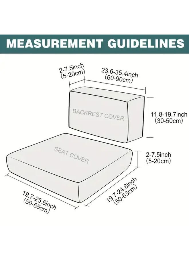 2Pcs Beige Elastic Cushion Covers For Outdoor Rattan Chair Sofa Washable Protectors - Image 3