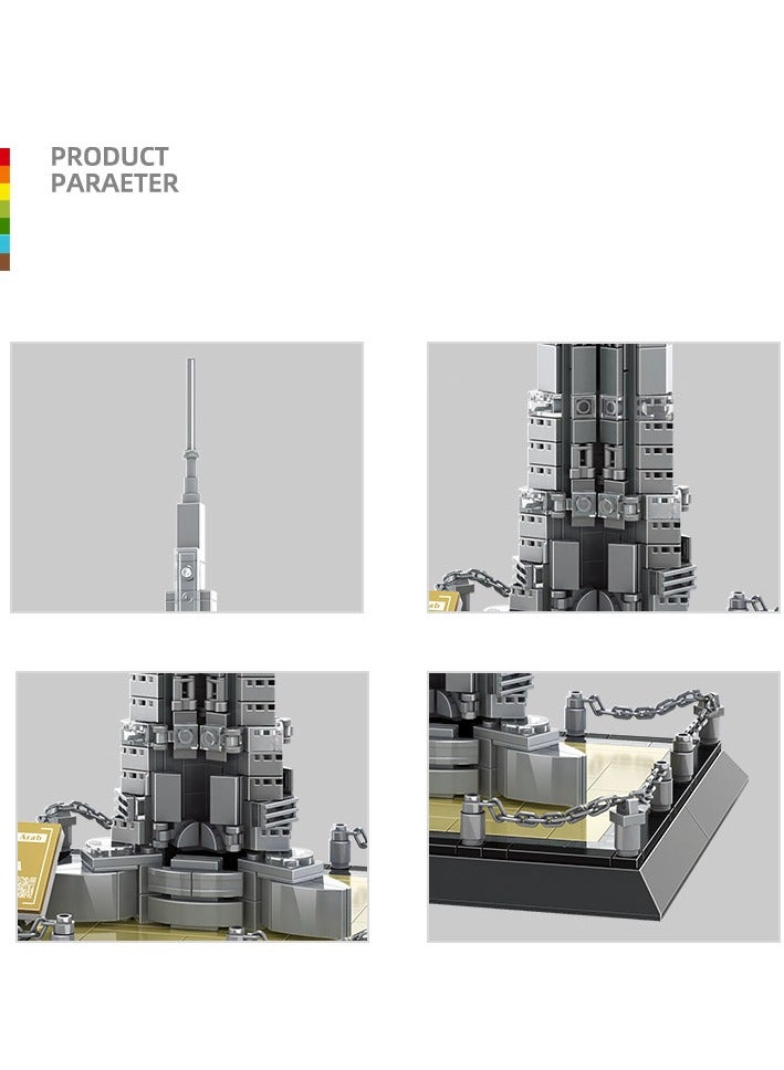 wange 4222 Burj Khalifa Tower Building Blocks Set, Architecture Dubai Model Building Set, Collectible Building Set, Easy-to-build Architecture Model Kit, Ideal Gift for Kids Aged 6+, - Image 2