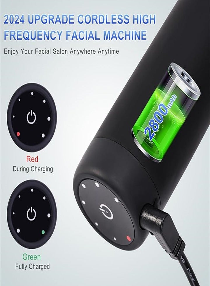 Generic Cordless High Frequency Wand - Upgraded High Frequency Facial Machine for Acne, Skin Tightening, Anti-Aging, Hair - Comes with 4 Different Tubes  - Image 2