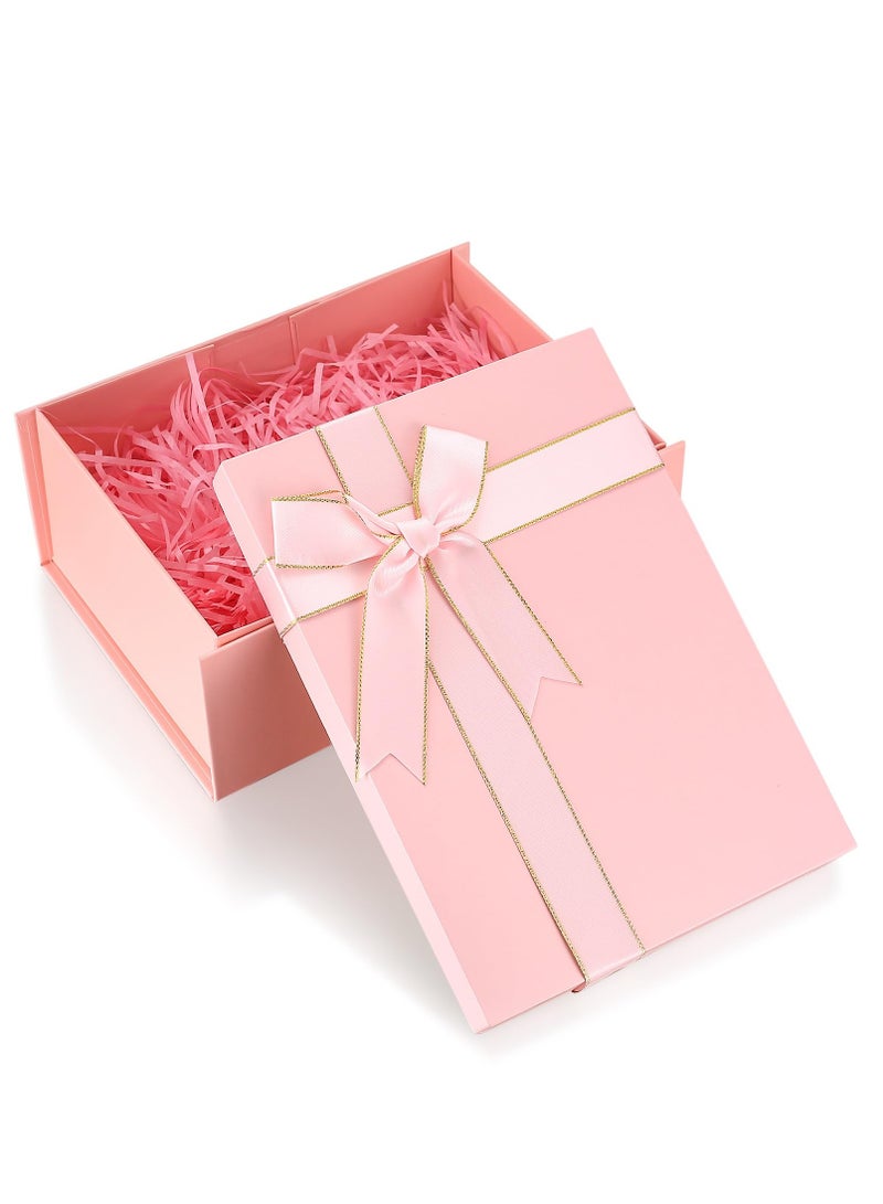 Gift Box, （22.5cm×16cm×8.5cm）Small Cardboard Box, Gift Boxes with Lid for , Birthday, Party, Gift Wrapping, with Raffia, 1 Greeting Cards - Pink - Image 3