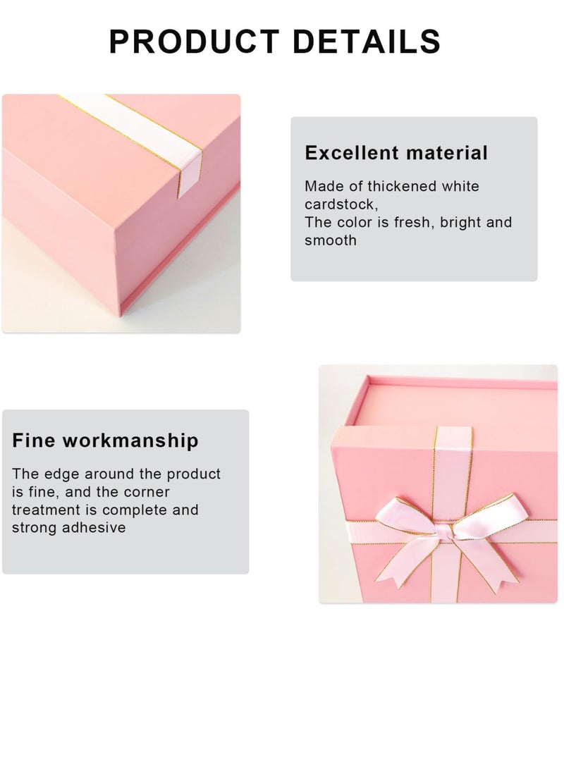 Gift Box, （22.5cm×16cm×8.5cm）Small Cardboard Box, Gift Boxes with Lid for , Birthday, Party, Gift Wrapping, with Raffia, 1 Greeting Cards - Pink - Image 4