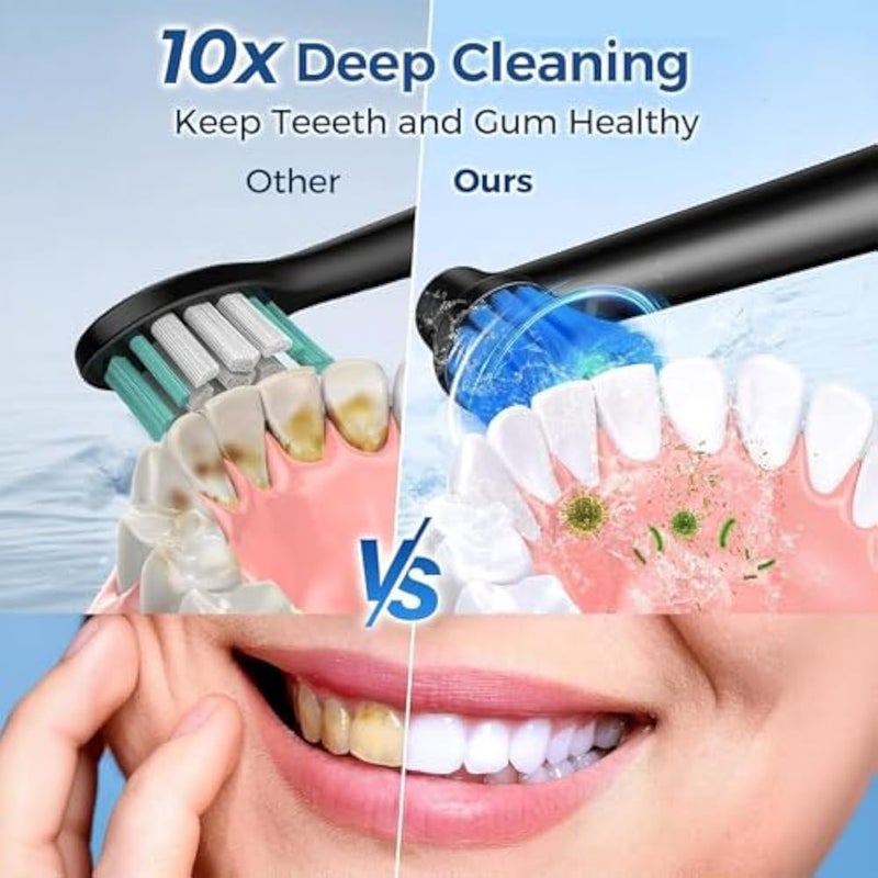MIKLIFE Sonic Electric Toothbrush 5 Modes Rechargeable Power Smart Toothbrush Cleaner With 3 Brush Heads For Adults Blue - Image 3
