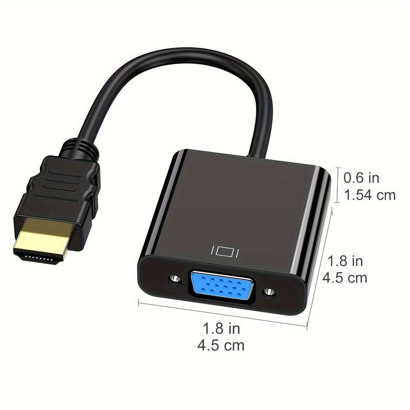 محول HDTV إلى VGA، ذكر إلى أنثى، أسود، للحاسوب المكتبي والمحمول وشاشة الكمبيوتر والبروجيكتور وكروم بوك ورازبيري باي وروكو وإكس بوكس. - Image 3