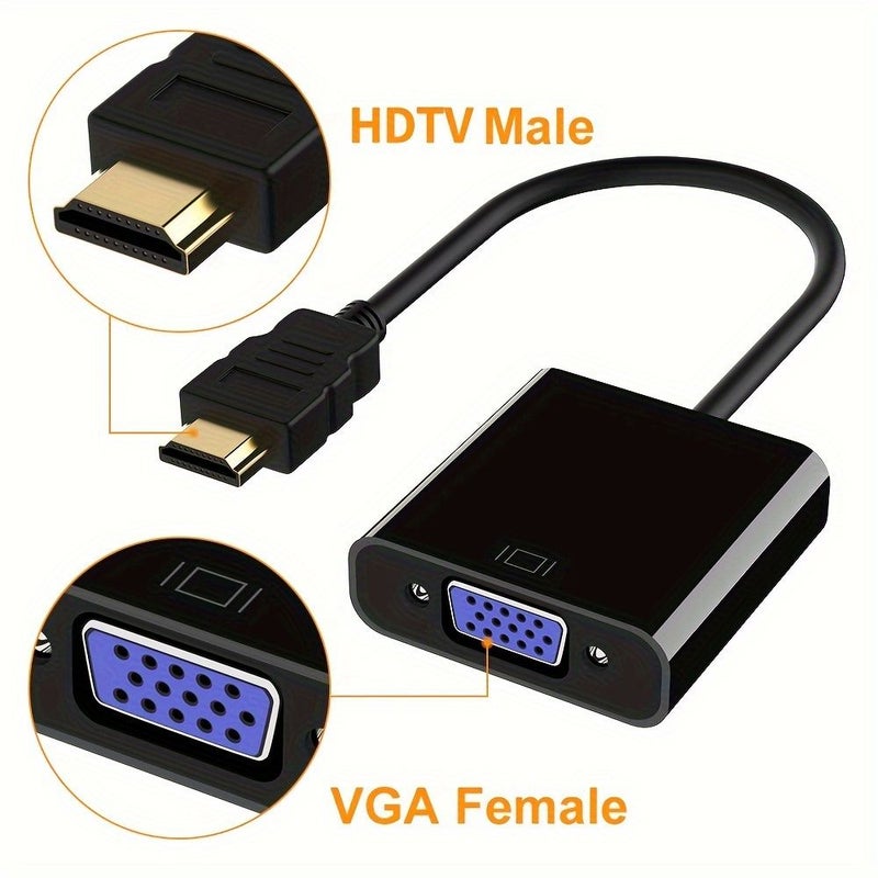 محول HDTV إلى VGA، ذكر إلى أنثى، أسود، للحاسوب المكتبي والمحمول وشاشة الكمبيوتر والبروجيكتور وكروم بوك ورازبيري باي وروكو وإكس بوكس. - Image 4