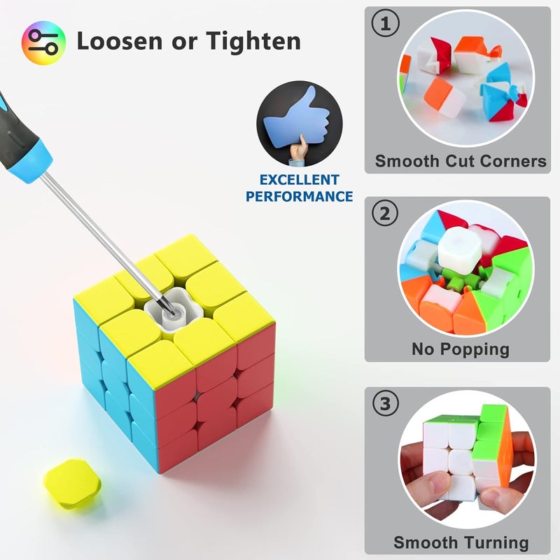 Speed Cube Set - 2x2, 3x3, 4x4, Pyramid, and Skewb Magic Cubes for Beginners and Advanced Users - Image 2