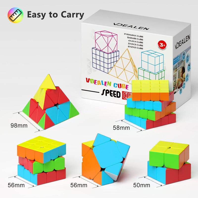 Speed Cube Set - 2x2, 3x3, 4x4, Pyramid, and Skewb Magic Cubes for Beginners and Advanced Users - Image 4