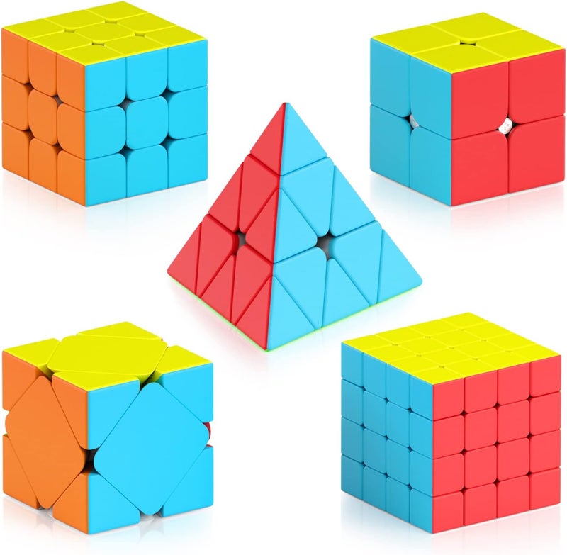 Speed Cube Set - 2x2, 3x3, 4x4, Pyramid, and Skewb Magic Cubes for Beginners and Advanced Users - Image 1