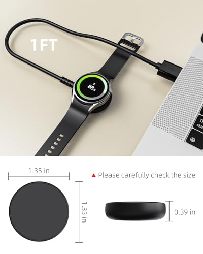 Autallgee 1FT 2 Pack for Samsung Galaxy Watch Charger Compatible with Watch 8/8 Classic/Ultra/7/6/6 Classic/5/5 Pro/4/4 Classic/3/Active/FE USB A Magnetic Charging - Image 5