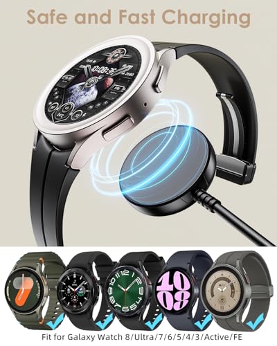 Autallgee 1FT 2 Pack for Samsung Galaxy Watch Charger Compatible with Watch 8/8 Classic/Ultra/7/6/6 Classic/5/5 Pro/4/4 Classic/3/Active/FE USB A Magnetic Charging - Image 2