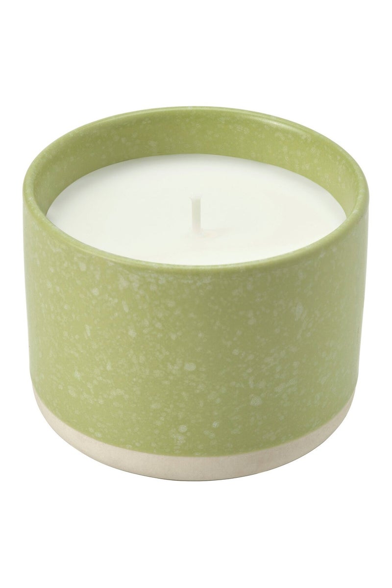 Scented candle in ceramic jar, Apple/bright beige-yellow, 25 hr - Image 1