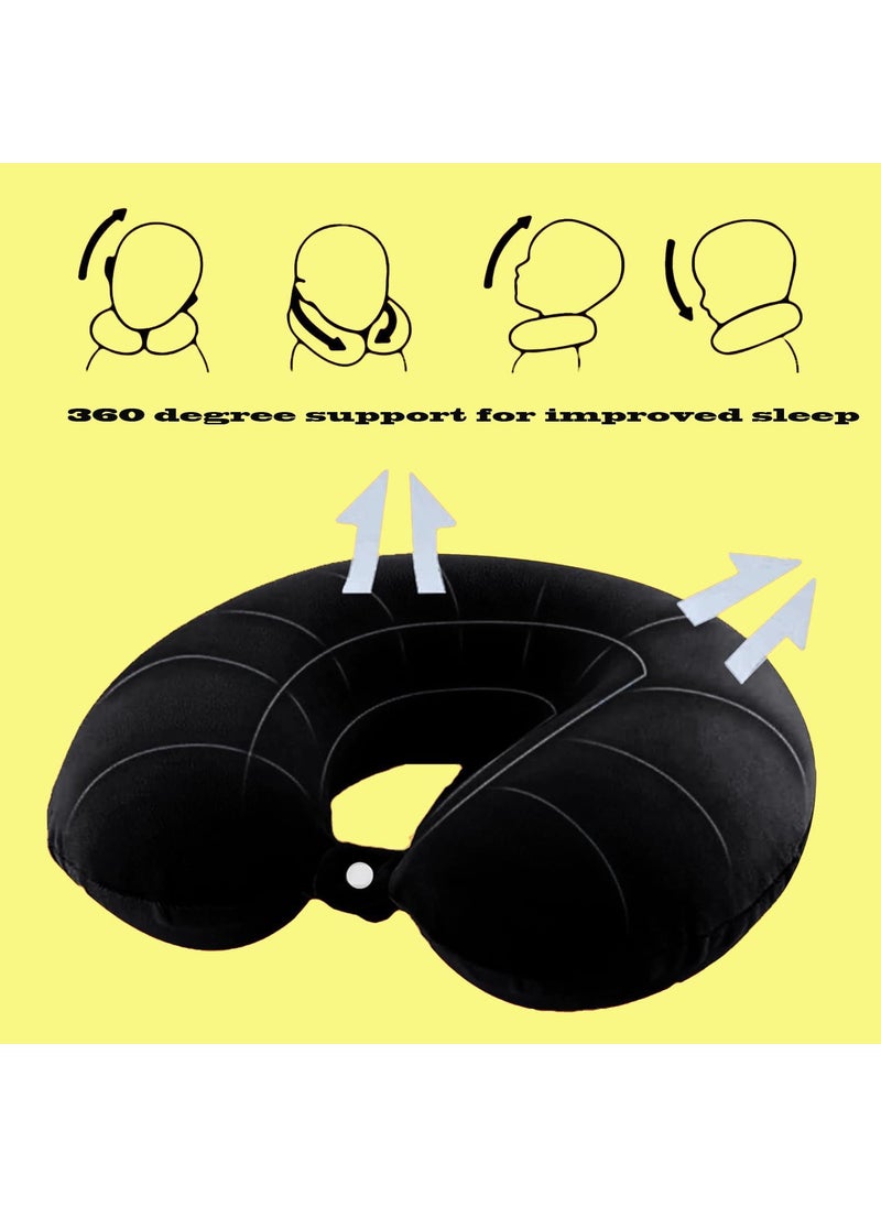 Vibgyor Vibes Vibgyor Vibes U Shaped Travel Neck Pillow Combo with Eye Mask for Travel in Airplane Flight/Car/Train for Sleeping,Comfortable Head Rest Neck Support | Lightweight for Men and Women (Black)  - Image 2
