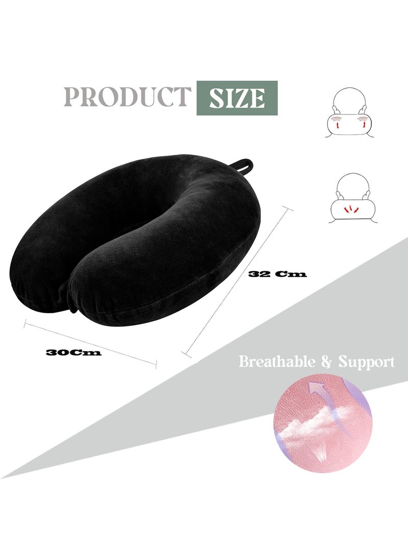 Vibgyor Vibes Vibgyor Vibes U Shaped Travel Neck Pillow Combo with Eye Mask for Travel in Airplane Flight/Car/Train for Sleeping,Comfortable Head Rest Neck Support | Lightweight for Men and Women (Black)  - Image 3