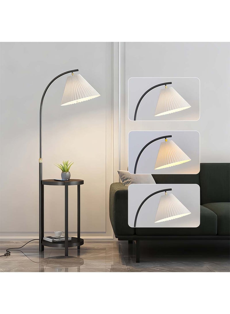 Sharpdo Arc Floor Lamp with Side Table 3-Color Dimmable LED (3000K-6000K) 12W Standing Lamp with Storage Shelf for Living Room Bedroom - Image 2