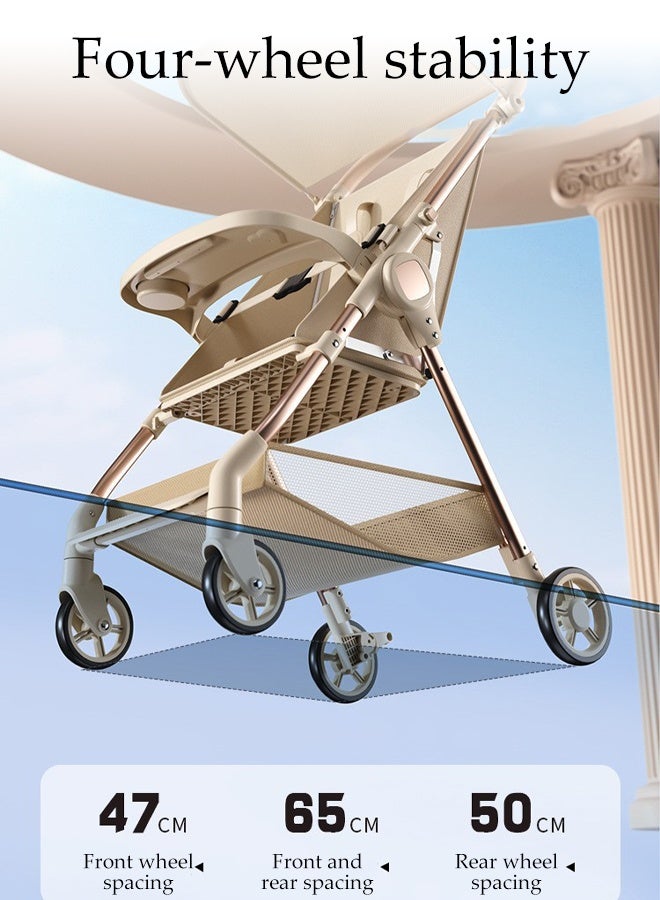 DUNISO Baby Stroller，Folding Buggy With Sunshade And Storage Bag， Light Weight Travel Buggy，Load Bearing 100kg，Equipped With Detachable Plates，Comfortable And Durable，For Shopping, Walking, Travel - Image 4