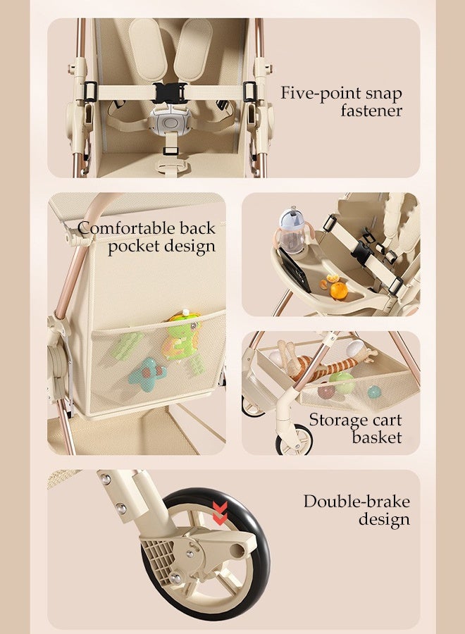 DUNISO Baby Stroller，Folding Buggy With Sunshade And Storage Bag， Light Weight Travel Buggy，Load Bearing 100kg，Equipped With Detachable Plates，Comfortable And Durable，For Shopping, Walking, Travel - Image 3