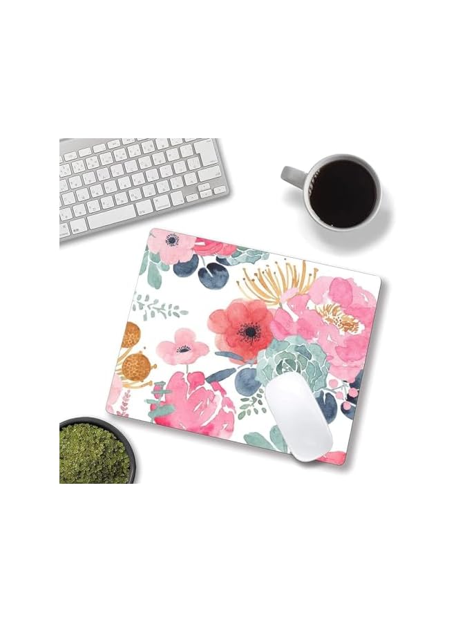 YRQX Cartoon Trumpet Mouse Pad, Cute Girl Square Anime Office Desk Cushion, Non -Slip Anime Mouse Pad, For Laptop Computer, Computer Rubber Base, 9.5 × 7.9 × 1.2 Inches, Pink Flowers