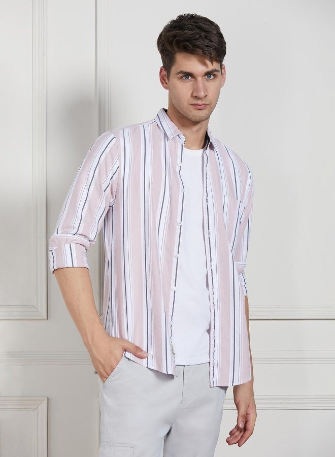 Dennis Lingo Regular Fit Pink Cotton Shirt – Stylish and Comfortable - Image 1