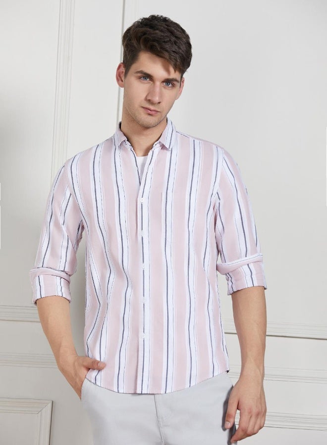 Dennis Lingo Regular Fit Pink Cotton Shirt – Stylish and Comfortable - Image 1