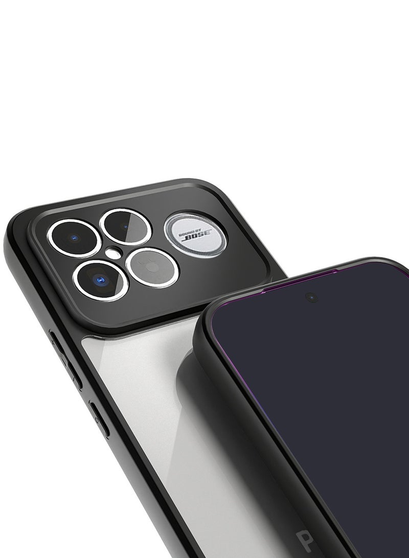 دبليو تيك غطاء حافظة رفيع لهاتف Xiaomi Poco F8 Ultra 5G 2025، مصنوع من السيليكون المزجج بالهجين TPU مع مصدات مدرعة مرتفعة (MCAPSA) - شفاف/أسود - Image 5