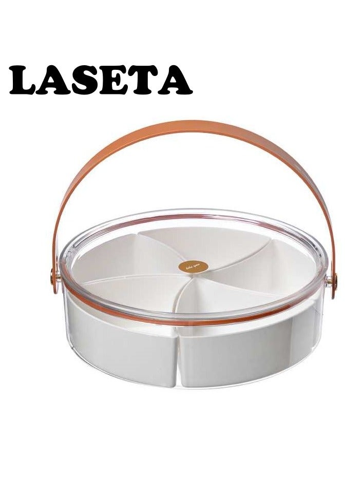 Laseta صينية شفافة متعددة الاستخدامات مع غطاء: وعاء تقديم مكون من 5 أقسام للفواكه والحلويات والمشروبات الباردة - Image 1