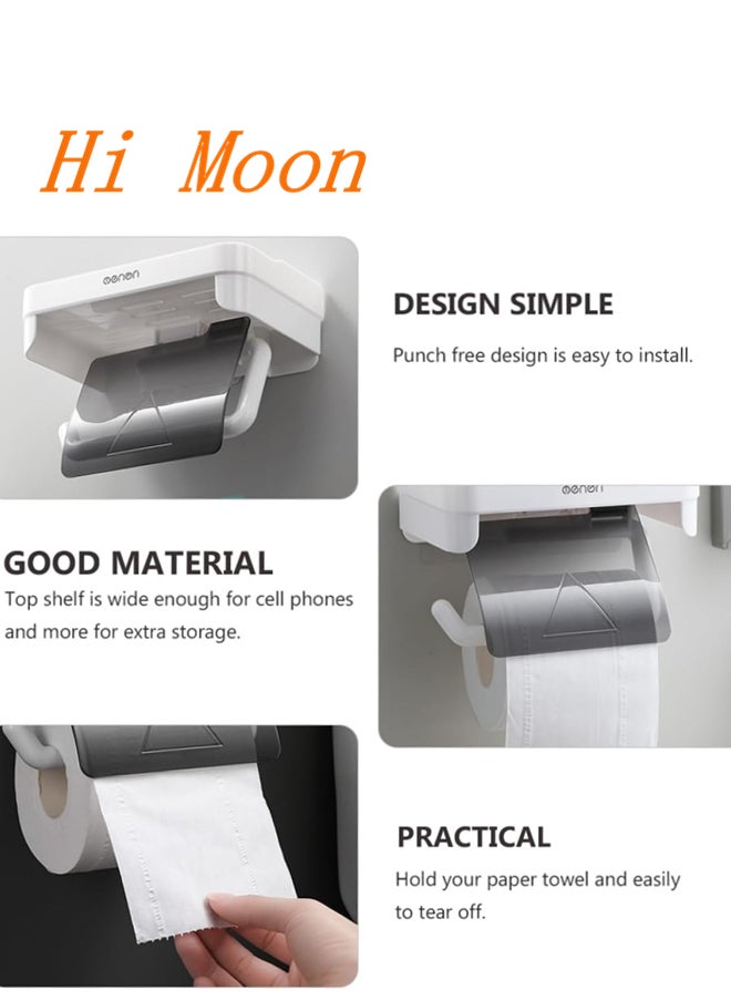 Hi Moon - Roll Bathroom Toilet Paper Holder Tissue Dispenser Toilet Paper Holder Wall Mount Wall Mount Paper Towel Holders Paper Towel Dispenser Wall Bracket Water Proof Wall Hanging - Image 1