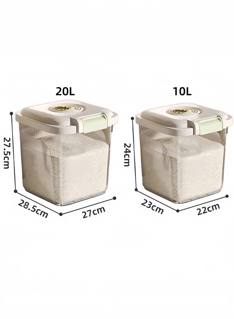Rice Dispenser, Large Grain Container Storage with Lid Measuring Cylinder Moisture Proof Household Cereal Dispenser Bucket for Kitchen Soybean Corn, Clear  - Image 2