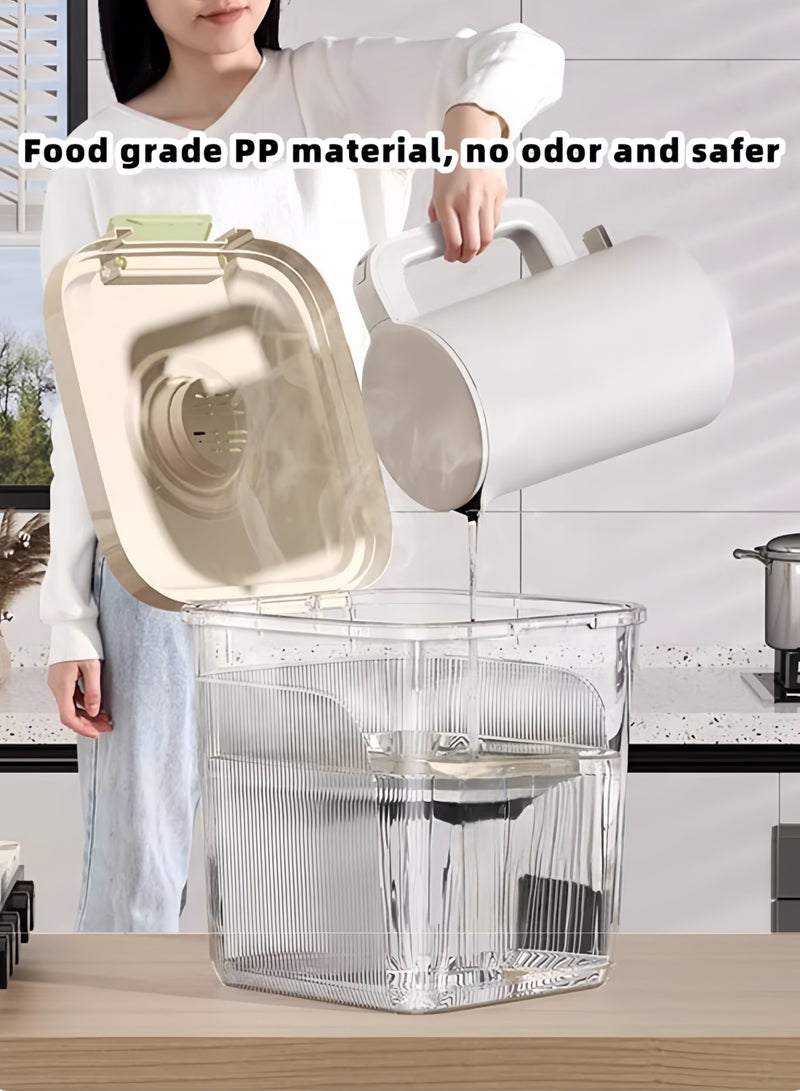 Rice Dispenser, Large Grain Container Storage with Lid Measuring Cylinder Moisture Proof Household Cereal Dispenser Bucket for Kitchen Soybean Corn, Clear  - Image 4