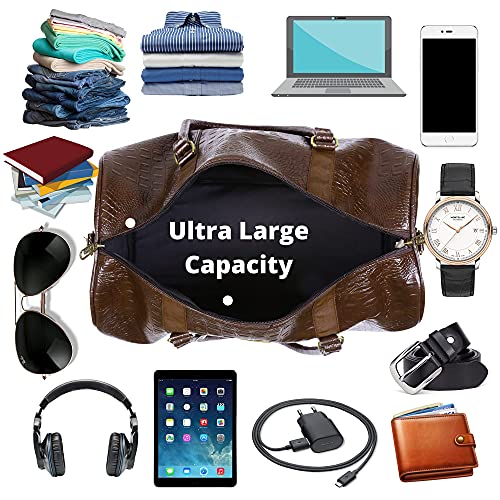ZAINTO Unisex Textured Leatherette Stylish 35 Liter Cabin Bags For Travelling In Flight 7Kg Latest Travel Textured Leather Duffle Bags For Men And Women (Brown, 28 Cm) - Image 4