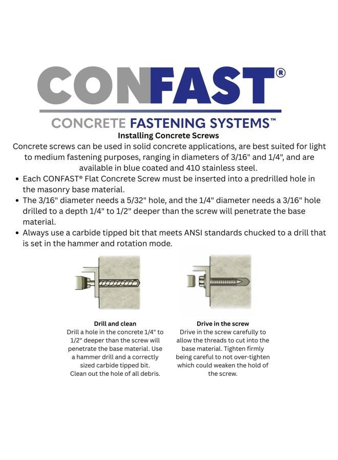 Confast 3/16" X 3-1/4" Hex Head Concrete Screw Anchor with Drill Bit (100 Per Box) - Image 5