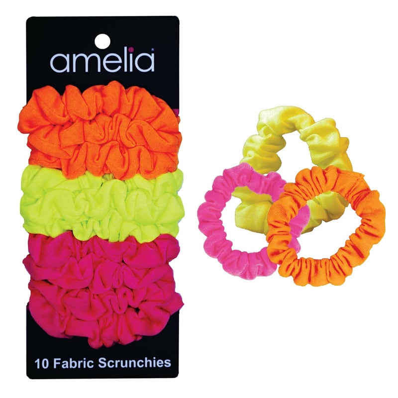Amelia Beauty Products Amelia Beauty Small Neon Mix Jersey Mini Scrunchies for Fine Hair 12Pack  Soft  Stylish NoDamage Hair Ties for Everyday Fun