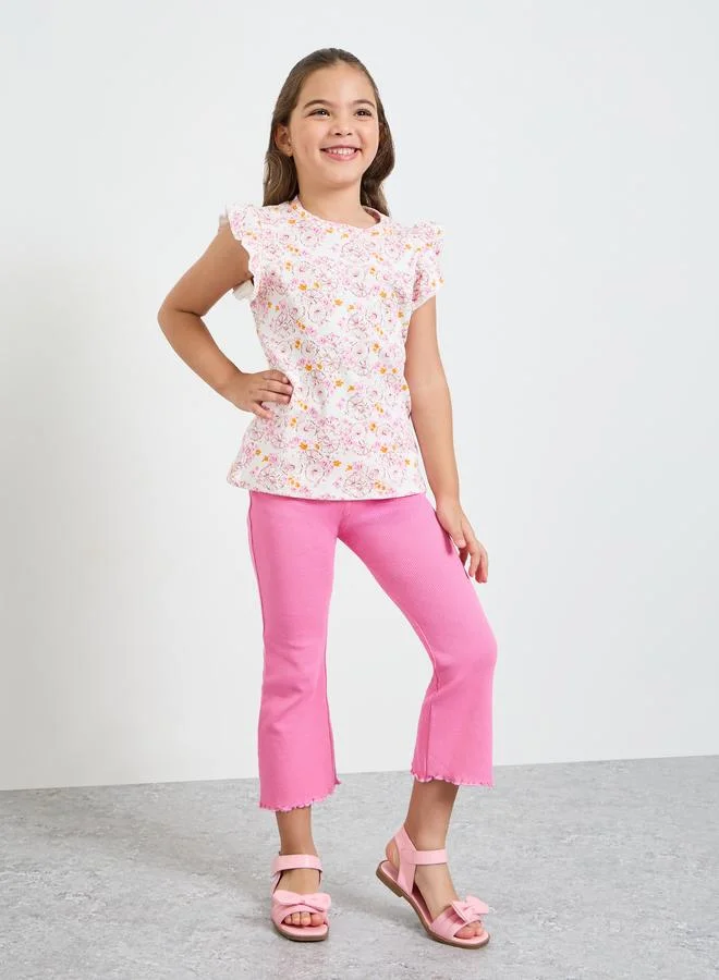 ستايلي Girls Ribbed Flared Leggings