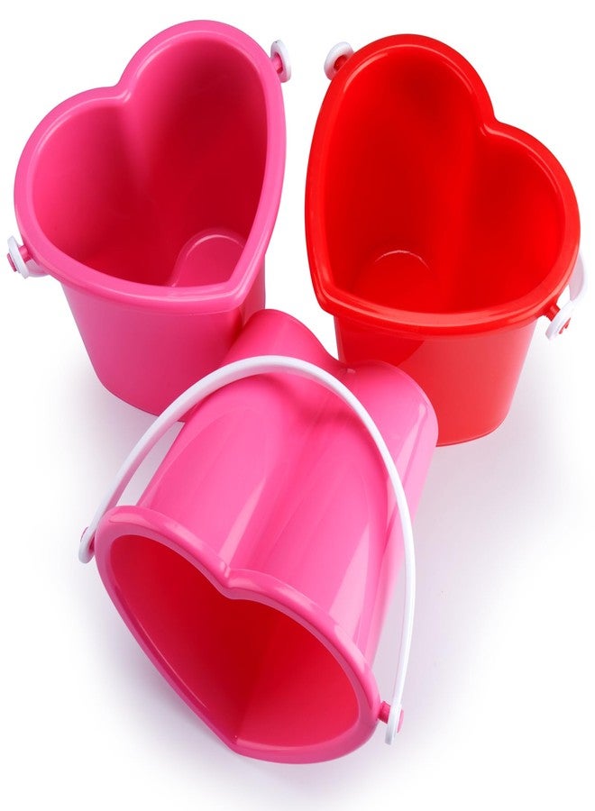 Layhit مجموعة لايهيت من 6 دلاء رمل بلاستيكية على شكل قلب لعيد الحب، باللونين الأحمر والوردي، مزودة بمقابض، هدية مثالية لعيد الحب، مناسبة لأعياد الميلاد، وحفلات الزفاف، ورحلات الشاطئ، ولوازم الحفلات، مقاس 7 × 5.9 بوصة. - Image 1