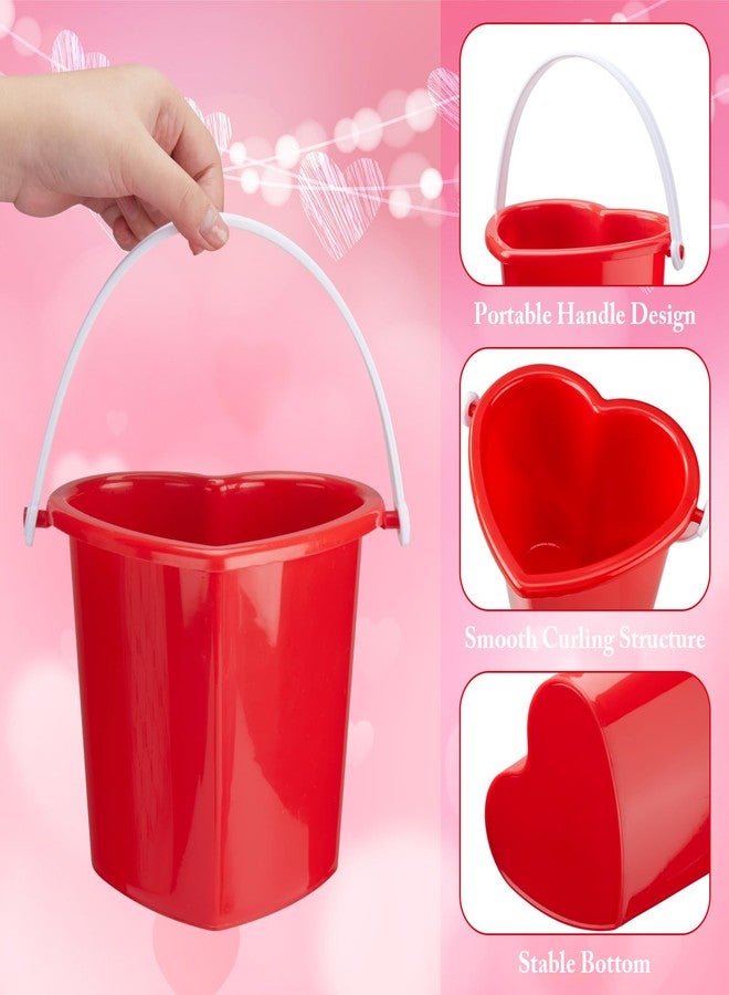 Layhit مجموعة لايهيت من 6 دلاء رمل بلاستيكية على شكل قلب لعيد الحب، باللونين الأحمر والوردي، مزودة بمقابض، هدية مثالية لعيد الحب، مناسبة لأعياد الميلاد، وحفلات الزفاف، ورحلات الشاطئ، ولوازم الحفلات، مقاس 7 × 5.9 بوصة. - Image 4