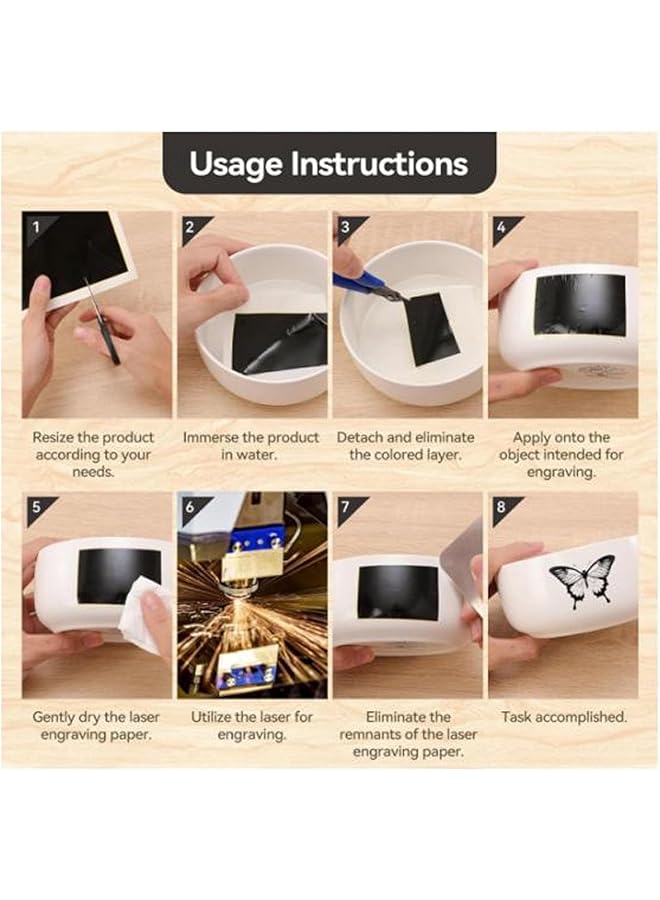 erorex 5 Pcs Laser Engraving Marking Paper 39X27Cm Black Laser Engraving Paper Diy Marking Paper For Ceramics Glass Metal Diy Laser Engraver Machine Tools - Image 3