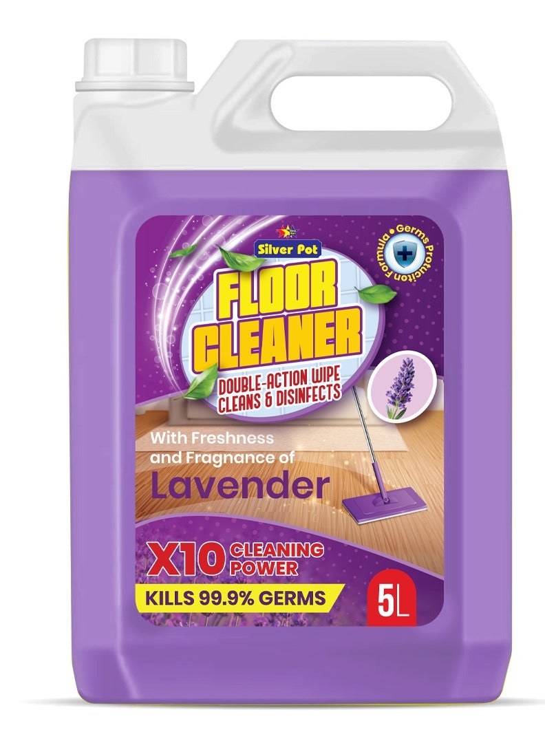 Silver Pot Lavender Floor Cleaner Liquid – 5L Antibacterial Surface Cleaning Solution with Soothing Lavender Scent for Tiles, Marble, Wood, and Laminate Floors - Image 1