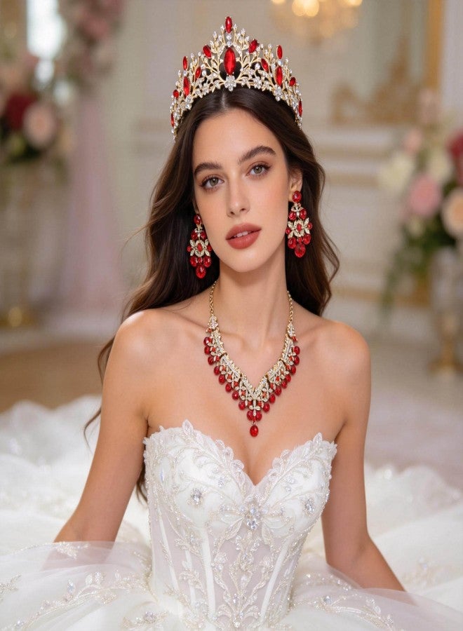 كاميرولا تاج كاميرولا الباروكي للعروس، تاج أسود كريستالي عتيق، تاج زهور، قطعة رأس زفاف أميرة، TR24 ذهبي أحمر - Image 3