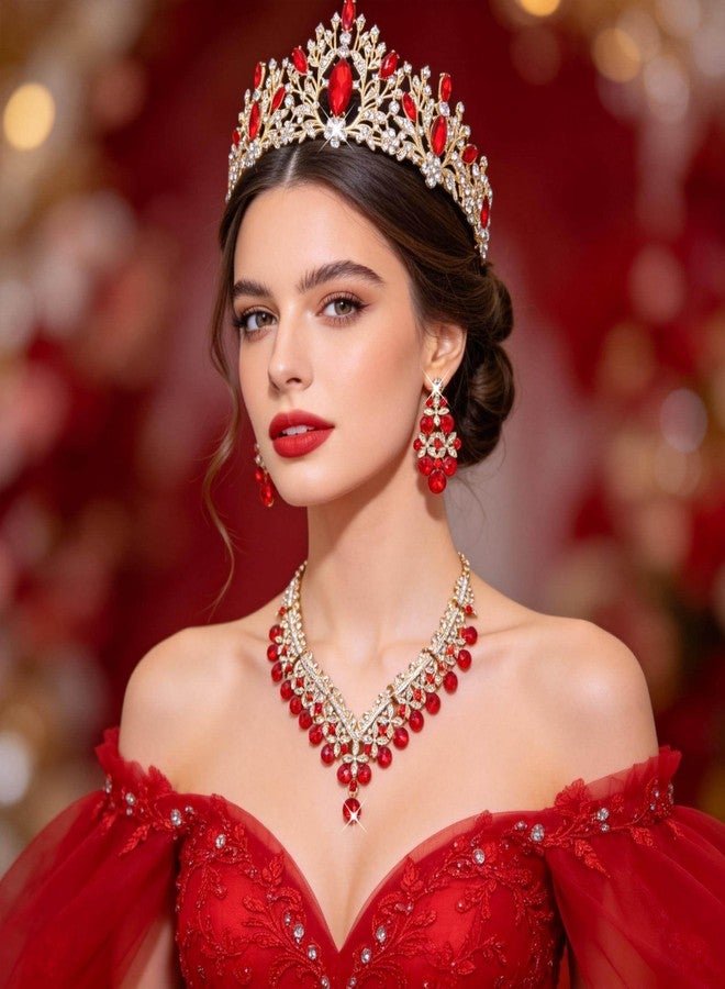 كاميرولا تاج كاميرولا الباروكي للعروس، تاج أسود كريستالي عتيق، تاج زهور، قطعة رأس زفاف أميرة، TR24 ذهبي أحمر - Image 2