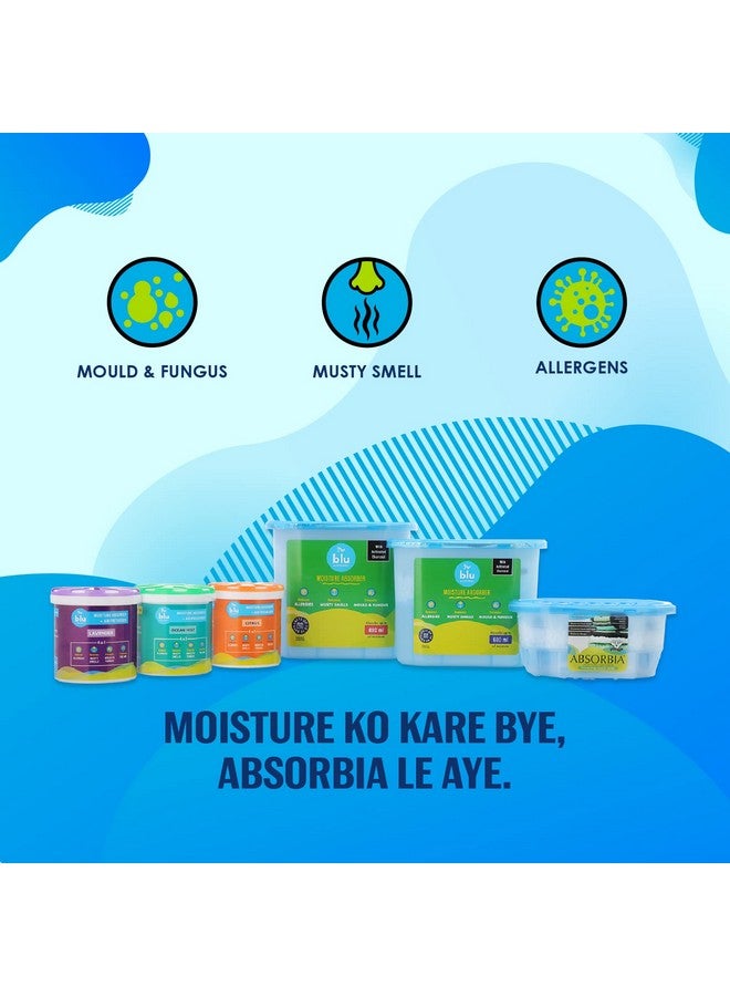Absorbia BLU by Absorbia | Moisture Absorber with Activated Charcoal| Pack of 6 (360 gms X 6 Boxes) | Absorption Capacity 800ml each | Dehumidier for Wardrobe & Closets| Fights - Image 2