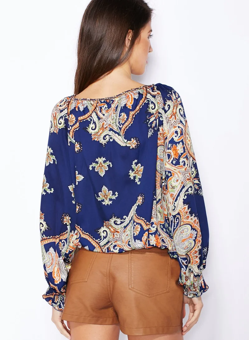 Ginger Printed Off Shoulder Top