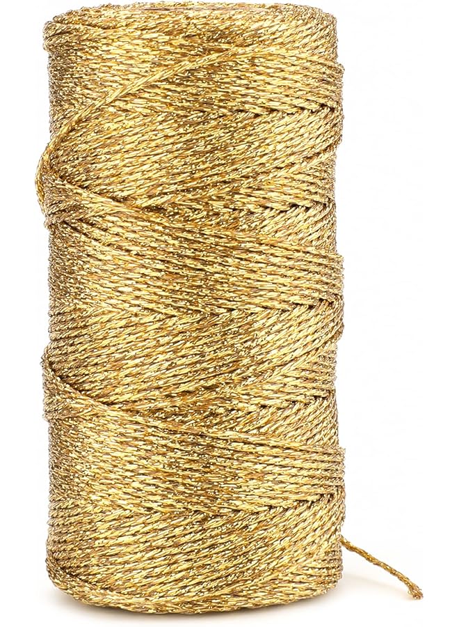 The Bros 110Yards Decorative Metallic Bakers String - Gold Wrapping Twine String - Inelastic - Glitter String for DIY Crafting, Christmas Decor, Presents, Gift Tags(1.5mm)  - Image 1