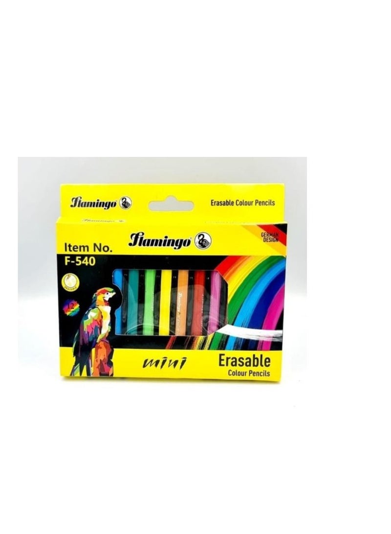 flamingo mini erasable colour pencils f-540