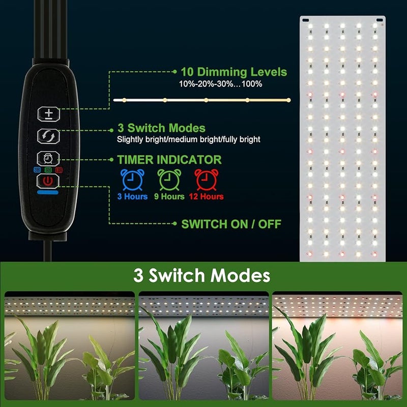 نمط 2 مصباح نمو كامل الطيف مع لوحة مؤقت قابلة للتعتيم للعصارة والخضروات - Image 5