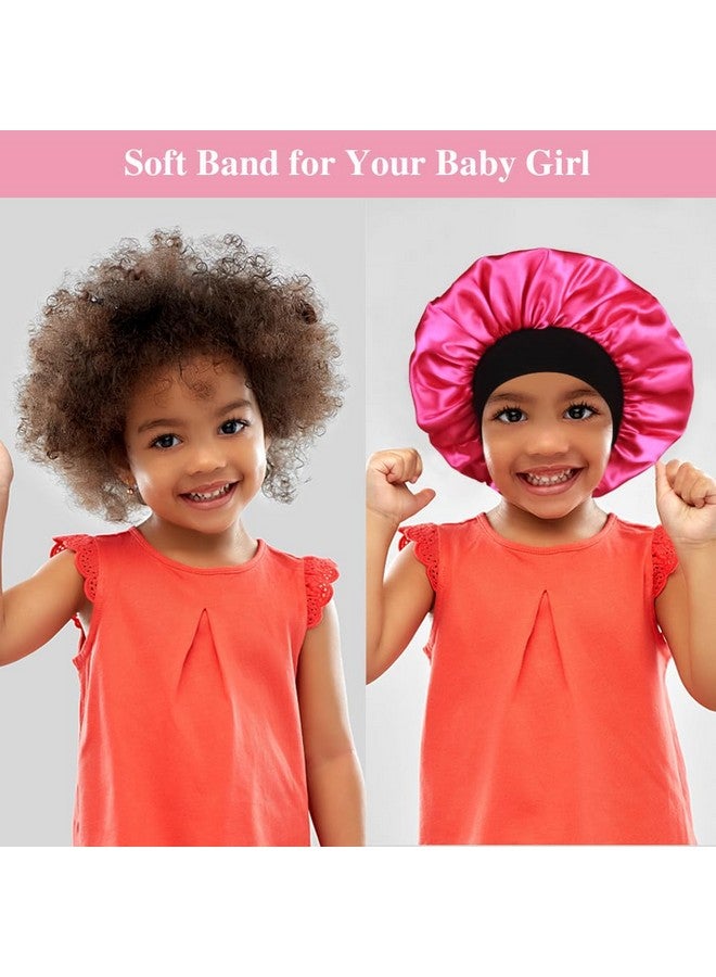 Heniho 3Pcs Satin Bonnets For Kids Sleeping, Cute Hair Bonnet With Scrunchies For Girls Curly Hair, D - Image 4