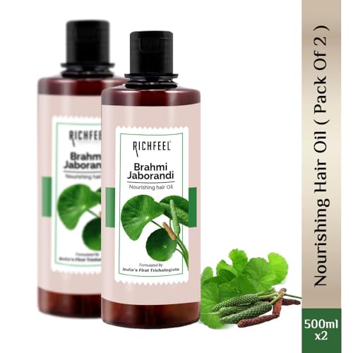 Richfeel Richfeel Brahmi Jaborandi Nourishing Hair Oil - Strengthens, Nourishes, Promotes Growth, and Soothes | 500 ml (Pack of 2) Brahmi Jaborandi Hair Oil 500 Ml Pack of 2 - Image 3