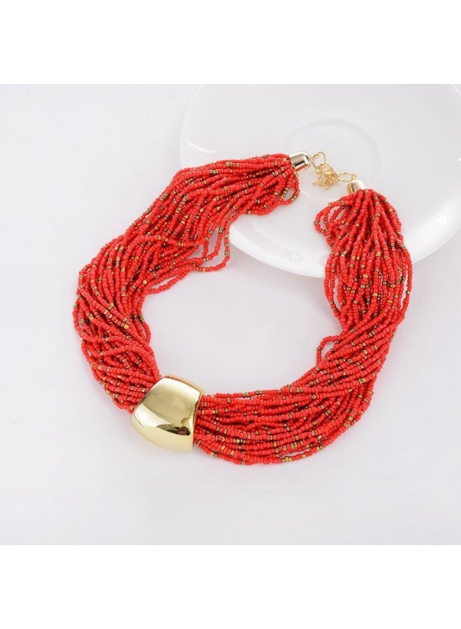 NIBEMINENT Bohemian Vintage Multi-Layer Beaded Necklace