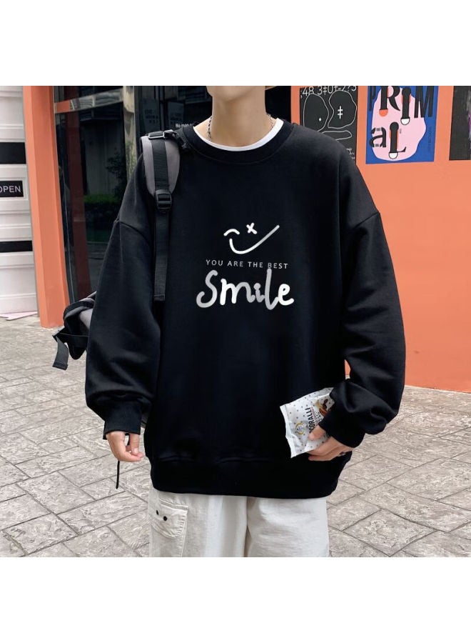 Foss Phil Men's Long-sleeve Sweatshirt, Spring And Autumn Men's Clothing, Round Neck Top, Loose-fitting Versatile Base Layer Wy141, Black, M - Image 5