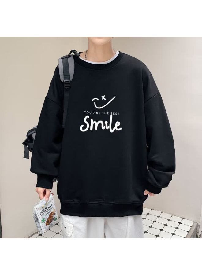 Foss Phil Men's Long-sleeve Sweatshirt, Spring And Autumn Men's Clothing, Round Neck Top, Loose-fitting Versatile Base Layer Wy141, Black, M - Image 4